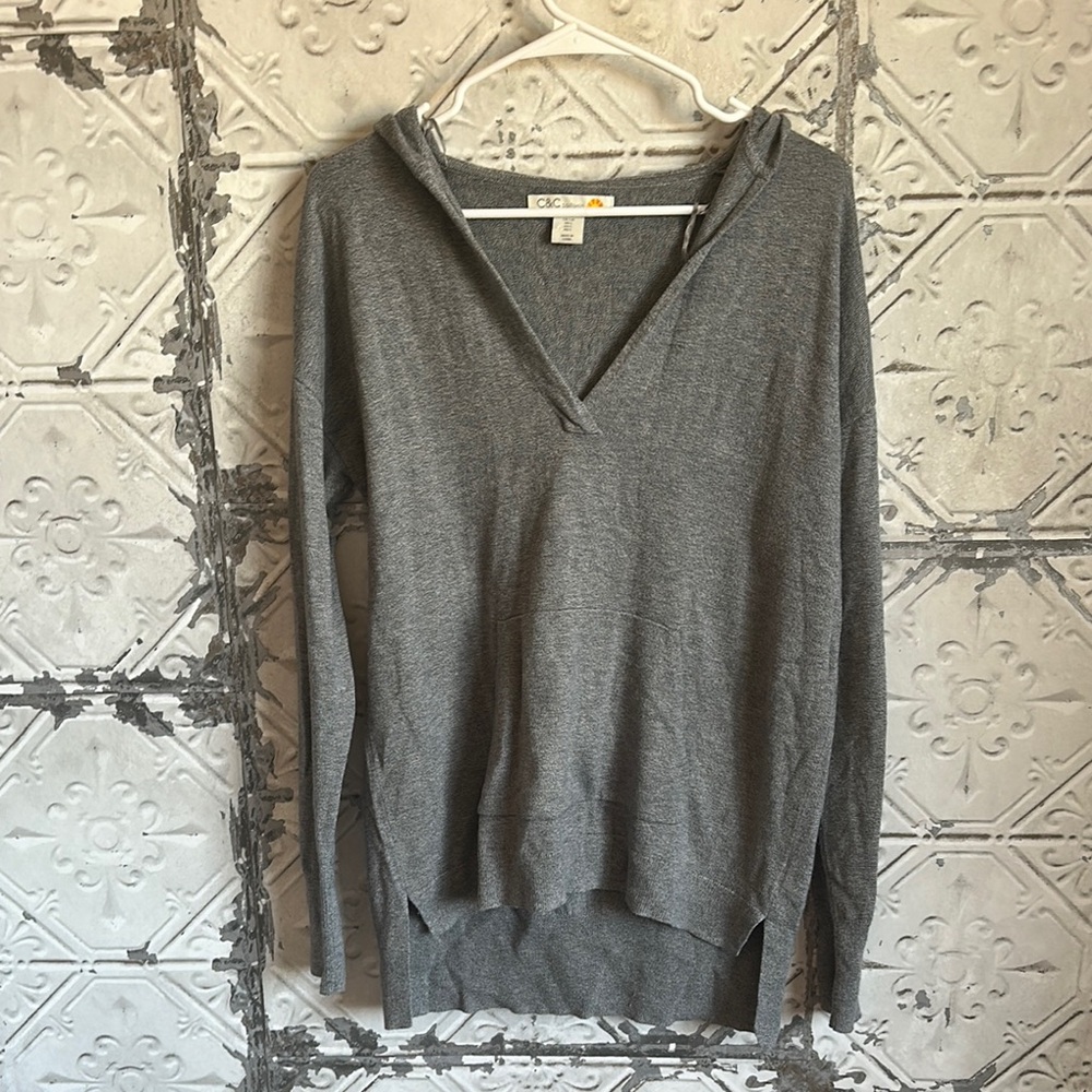 Gray Hooded modal wool blend Sweater